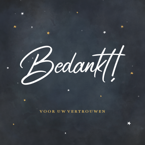 Zakelijke kerstkaart met bedankt en sterretjes op krijtbord