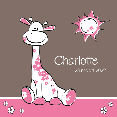 Lief geboortekaartje met vrolijke giraffe