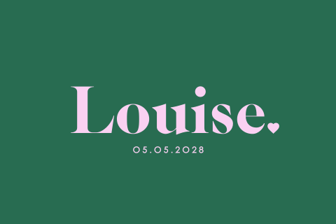 Geboortekaartje meisje in colorblock thema met groen en roze