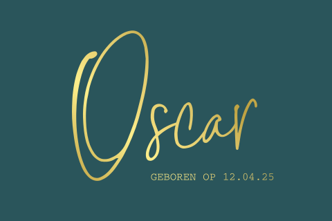 Goudfolie geboortekaartje  typografisch voor een jongen