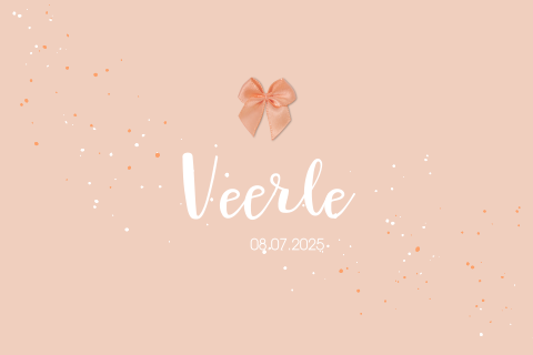 Hip geboortekaartje met strikje voor meisje