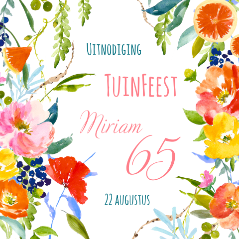 Uitnodiging botanisch zomerse bloemen en fruit