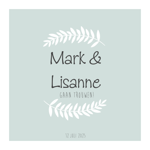 Hippe trouwkaart met takjes