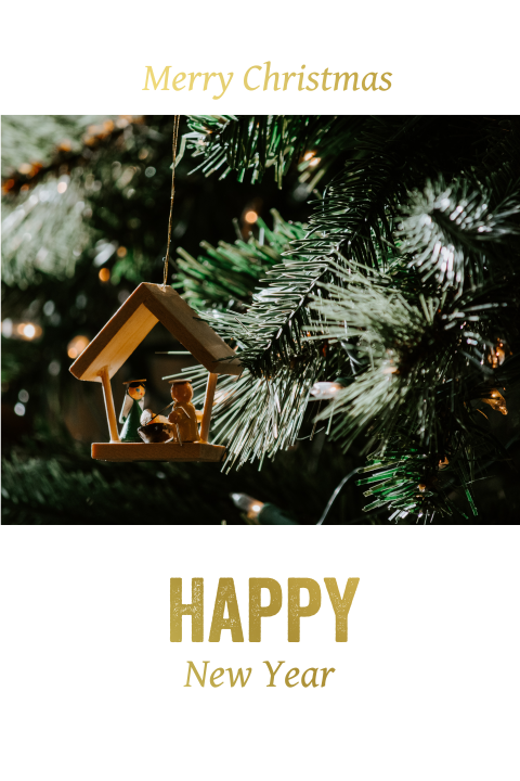 Goudfolie kerstkaart met foto om zelf te ontwerpen