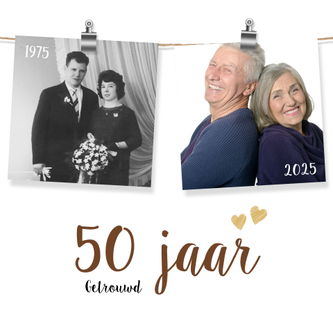 Hippe uitnodiging 50 jaar getrouwd met foto