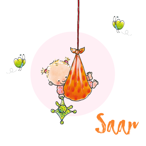 Schattig geboortekaartje met getekende baby