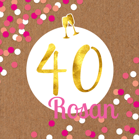 Hippe verjaardagskaart met ribbelkarton en roze confetti