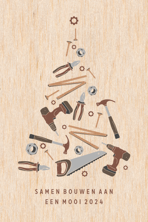 Zakelijke kerstkaart met gereedschap als kerstboom