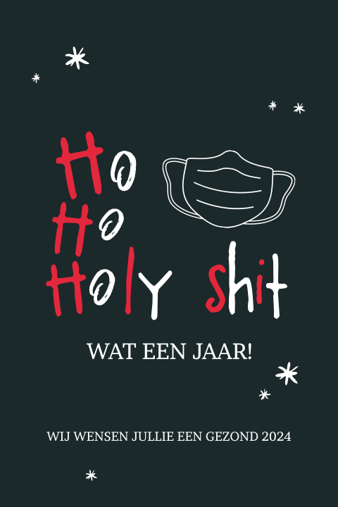 Grappige kerstkaart met illustratie mondkapje