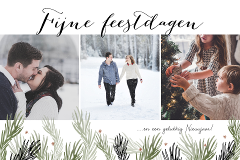 Winters kerstkaartje met dennentakjes