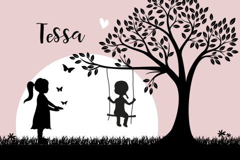 Lief silhouet babykaartje voor een meisje