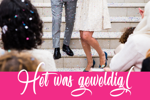 Bedankkaartje bruiloft knalroze