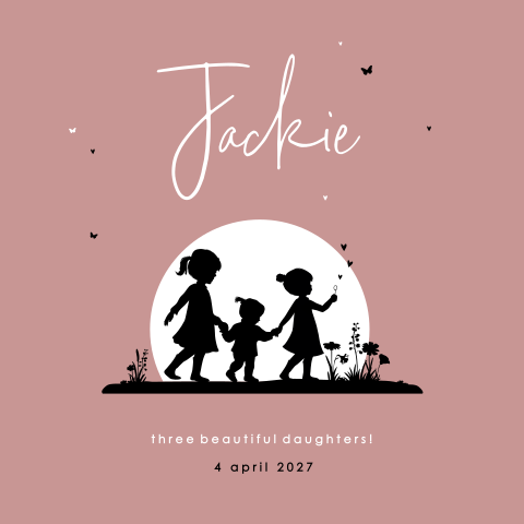 Geboortekaartje meisje met silhouet grote zussen