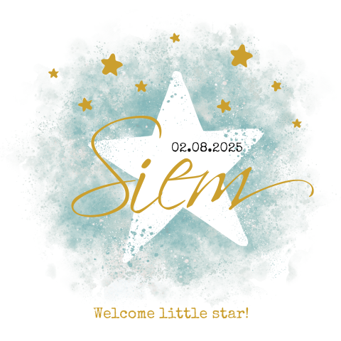 Watercolour geboortekaart met sterren