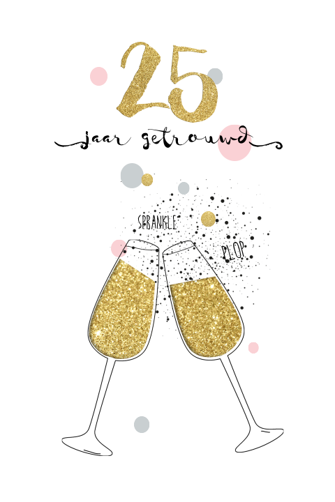 Jubileumkaart met champagneglazen