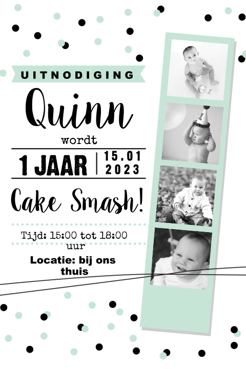 Uitnodiging voor kinderverjaardag met fotostrip