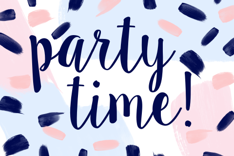 Hippe uitnodiging feestje met verfstrepen