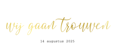 Goudfolie trouwkaart 'wij gaan trouwen'