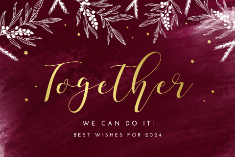 Trendy goudfolie kerstkaart met takjes