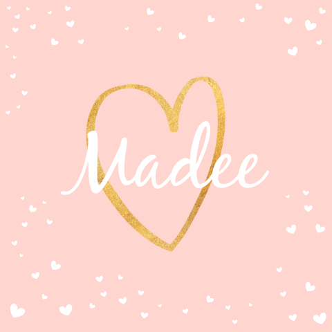 Hippe geboortekaart met goudkleurig hart