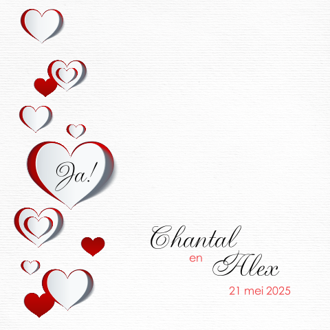 Klassieke trouwkaart met hartjes