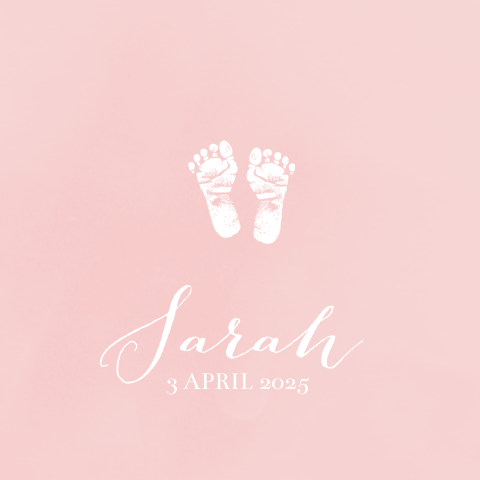 Schattig babykaartje in roze met voetjes