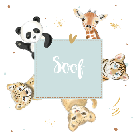 Schattige geboortekaart met geïllustreerde dieren