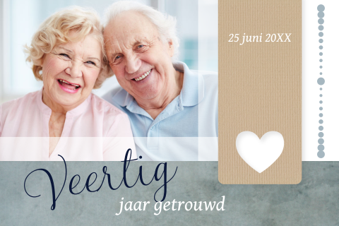 Jubileumkaart 40 jaar getrouwd met foto en kraft