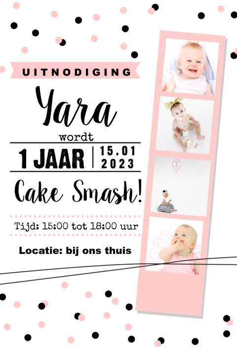 Meisjes uitnodiging voor een 1e verjaardag