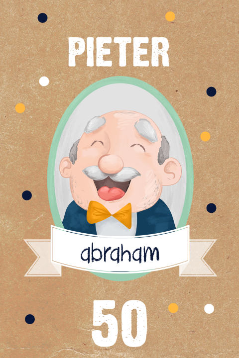 Hippe uitnodiging 50 jaar met abraham stipjes en kraft papier