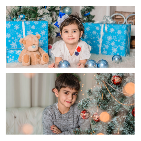Zelf kerstkaart maken met 2 foto's - vierkant enkel
