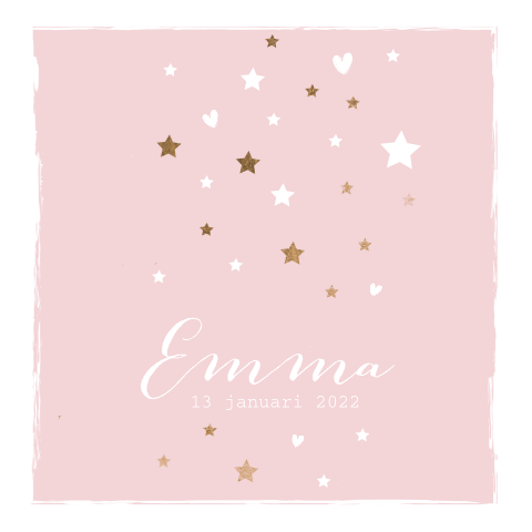Hip geboortekaartje met sterretjes voor meisje
