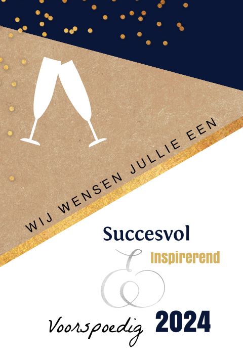 Moderne kerstkaart met champagneglazen