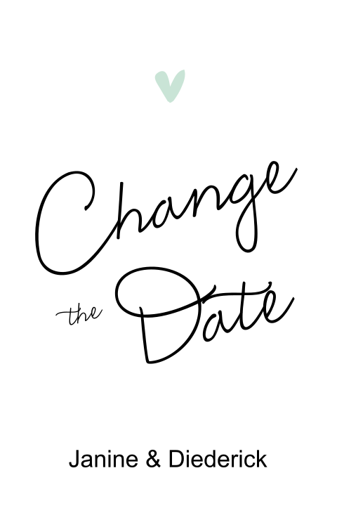 Simpele Change the Date met mintgroen hartje