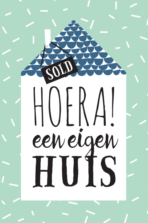 Verhuiskaart met getekend huisje