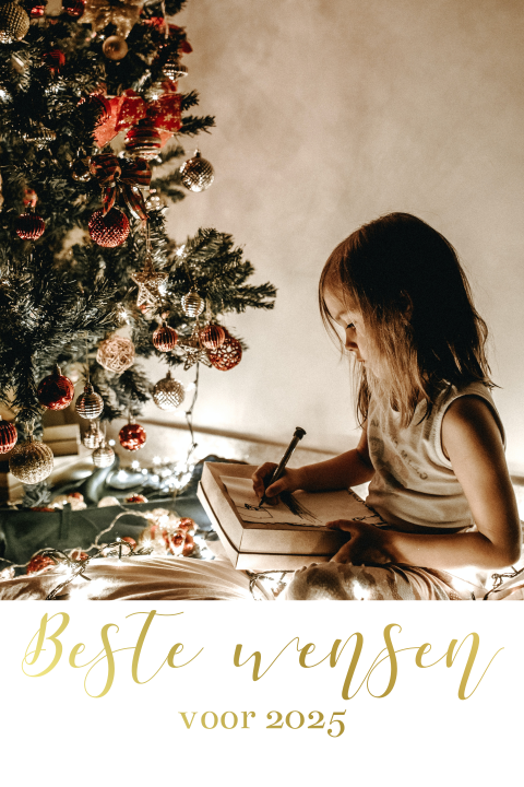 Goudfolie kerstkaart met foto om te ontwerpen