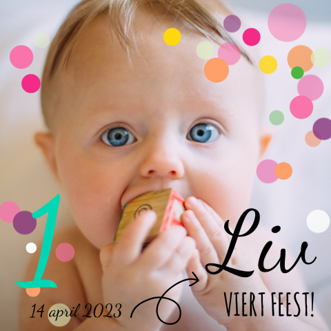 Vrolijke uitnodiging kinderfeestje met confetti