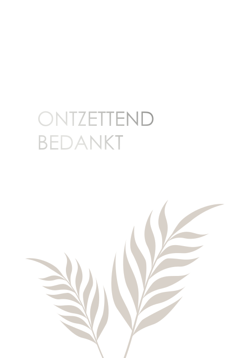 Rouw bedankkaart met takjes en zilverfolie tekst