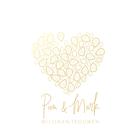 Hippe trouwkaart met goudkleurig hart