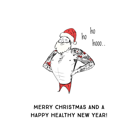 Kerstkaart met een stoere kerstman