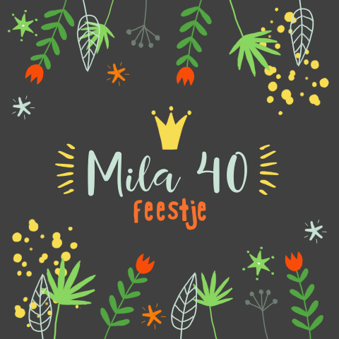 Uitnodigingskaart met kroon, takjes en sterren