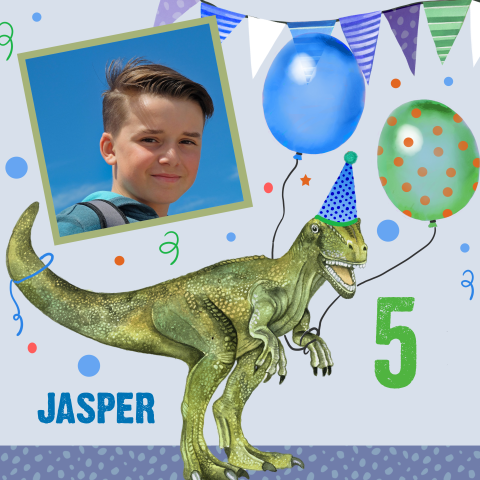 Uitnodiging voor een kinderfeestje met dinosaurus