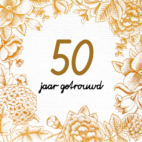 Klassieke uitnodiging gouden huwelijksjubileum met bloemen