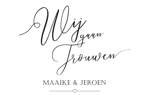 Typografische huwelijkskaart in zwart-wit