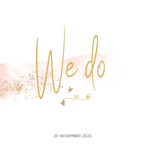 Stijlvolle trouwkaart met chique letters en watercolor