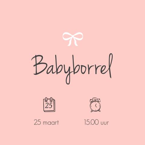 Lief kraamborrelkaartje met datum en tijd