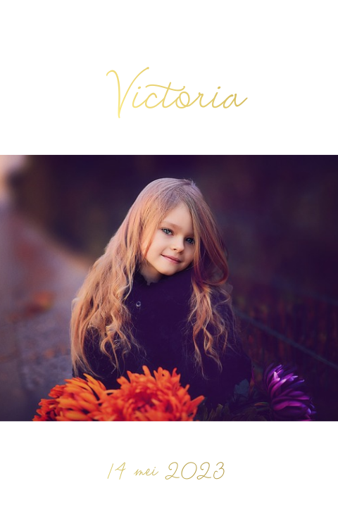 Goudfolie communiekaart met foto - staand