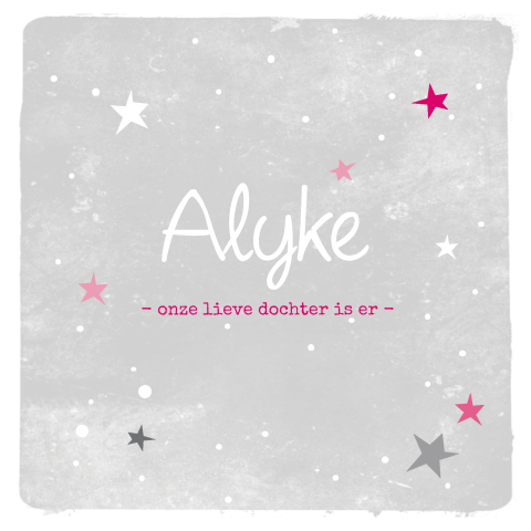 Geboortekaartje met roze sterren voor een meisje