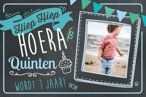 Stoere uitnodigingskaart met vlaggetjes