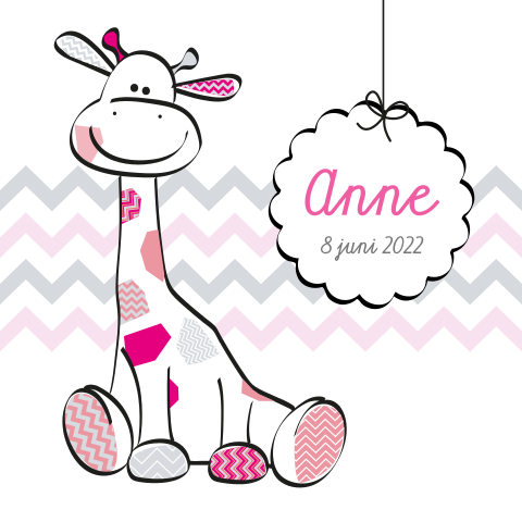 Hip geboortekaartje met giraffe